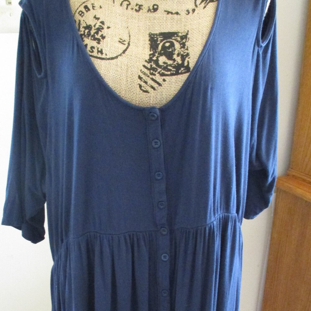 Torrid Womens Baby Doll Dress, Navy Blue SS, Button Front,Torrid Size 3 (22-24)